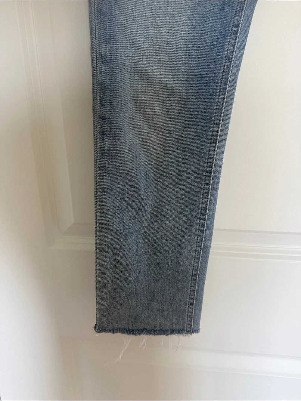 rag & bone Light Blue Distressed Straight-Leg Jeans